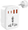 UK to European Plug Adapter with 4 USB Ports(2 USB C), Grounded European Adapter, European Travel Plug Adapter for Germany Spain France Iceland Greece Poland Netherlands Austria Turkey etc (Type E/F)