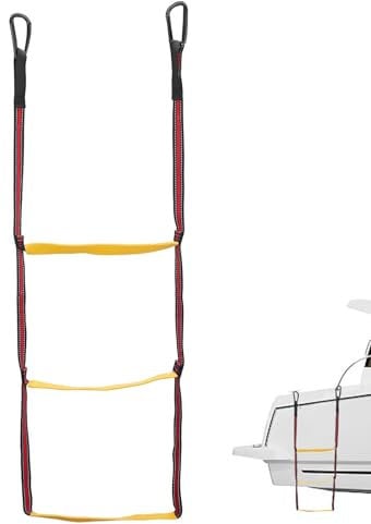 Marine Rope Ladder - Strong Marine Rope Ladder, Safe Boat Access Ladder | Portable Boat Rope Ladder Extension, Fishing Rope Ladder, Swimming Ladder for Sailing Boat, Kayaking, Canoeing, 83cm x 32cm
