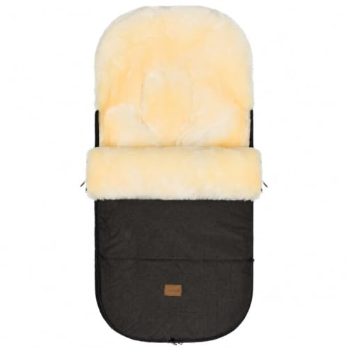 Fillikid Lammfellfußsack Makalu Exklusiv | Winterfußsack aus medizinischem Fell | Warmer Fussack für Tragetasche, Babyschale & Kinderwagen | Kinderwagenfußsack 50 x 90 cm passend für Bugaboo, Joolz