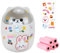 IBEQUEM Mini Trash Can, Cute Small Trash Can with Lid, Desktop Paper Bin with 5 Rolls of Bin Liners, Portable Tabletop Dustbin, Cartoon Rubbish Storage for Office Bedroom Desk Car Kitchen (Gray)