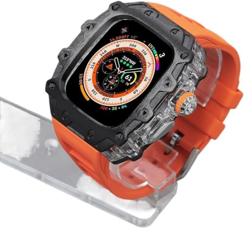 SCHIK Kit mod con cassa in lega trasparente in stile Rm, per Apple Watch Ultra 2 49 mm, accessori per cinturini in gomma da uomo, cover per orologio iWatch Ultra 2 da 49 mm, fai da te, For Ultra 49mm,