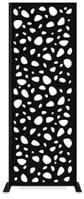 Casanoov Panneau Décoratif SUNNY 1,6x0,60m Acier Noir – Motif Galets Panneau Élégant et Moderne – Écran Intimité Extérieur Occultant Durable Installation Facile Clôture Jardin Terrasse 160x60cm