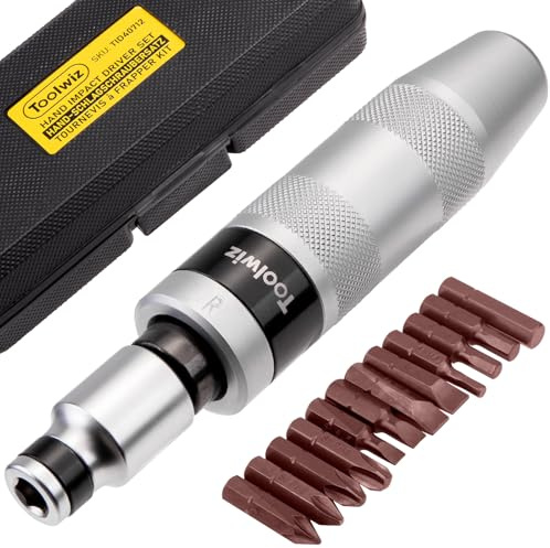 Toolwiz 14-Tlg Handschlagschrauber 1/2 Zoll Schlagschraubendreher Schlitz Kreuzschlitz Sechskant Bit Set Hammer für Lösen Verrosteten Schrauben Manueller Schlagschrauber Werkzeug für Auto Motorrad
