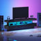 Jaxenor Fernsehschrank Schwarz Led, Hochglanz TV Schrank mit 3 Glasablagen, LED-Beleuchtung, App-Steuerung, Bluetooth-Konnektivität für 70 Zoll Fernseher, 160 * 38 * 50,5 cm
