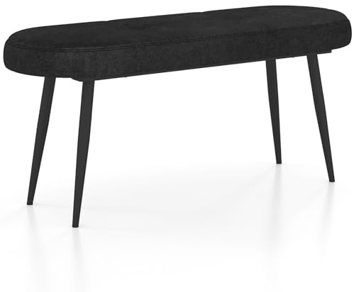COSTWAY Sitzbank 113 cm, Polsterbank mit Kissen & Metallbeinen, Ottomane bis 300 kg Belastbar, Schminkbank Bettbank für Flur, Wohnzimmer, 113 x 40 x 48 cm (Schwarz)