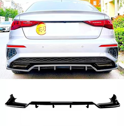 For Auto Perfectionists UK Rear Diffuser Valance Bumper Lip Compatible With Audi S3 A3 S Line 8Y Saloon 2020-2024 ABS Gloss Black