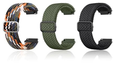 PHMING 3 Piezas Correa Reloj 22mm Nailon Tejeduría, Ajustable Correa 22mm Smartwatch para Hombre y Mujer, para Watch GT3/Buds y Galaxy Watch