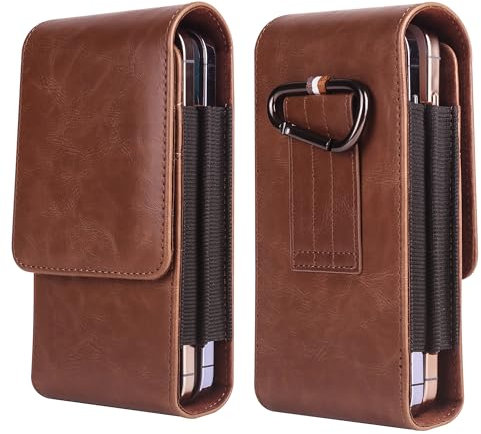 Pochette Ceinture Cuir pour Téléphone Portable Homme, Sac Ceinture Cuir pour Smartphone Marron, Petit Sacoche Ceinture Clip Etui Fermeture Magnétique Housse de Transport pour Voyage Camping Randonnée