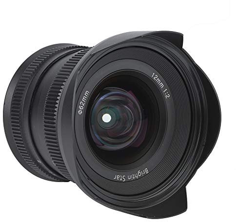 Qukaim Brightin Star - Obiettivo super grandangolare APS-C in metallo, 12 mm, F2.0, messa a fuoco manuale, per montaggio FX, obiettivo primo, messa a fuoco fissa, obiettivo da 12 mm, apertura F2.0