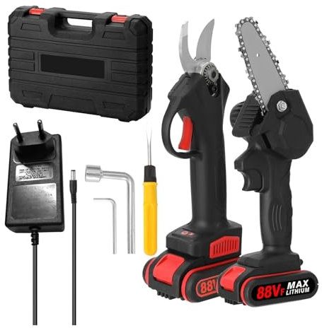 TIEOAXFT Portable Cordless Electric Pruning Shears Rechargeable Battery Powered Tree Branch Pruner Garden Clippers 25mm Cutting Diameter