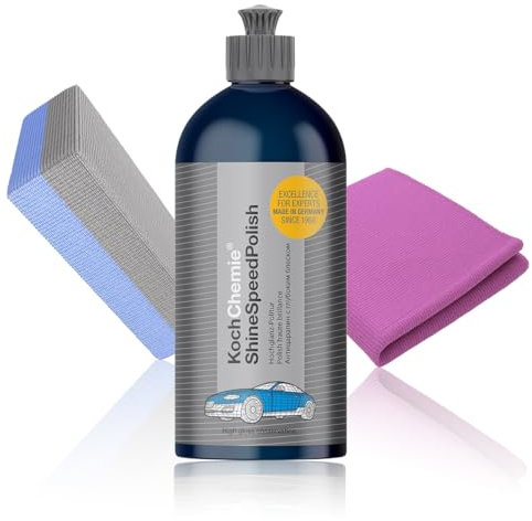 Koch Chemie Shine Speed Polish 0,5L Set inkl Applikator & Microfasertuch Lackpolitur Auto Politur Auto Poliermittel für Auto polieren