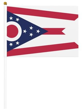 WBQLSL Ohio State Flag bedruckte Handflagge – geeignet für Baseball, Basketball, Fußball und Cheerleading