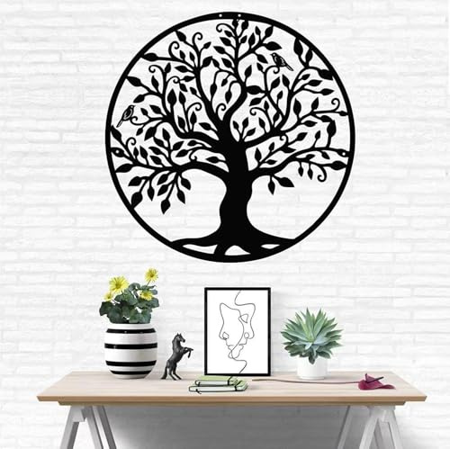 FUELIX Grand Arbre De Vie Décoration Murale, Sculpture Murale Arbre Généalogique en Métal, Arbre De Vie Personnalisé, Panneau Mural Decoratif Deco Murale Salon pour Bureau Chambre 30 * 30cm