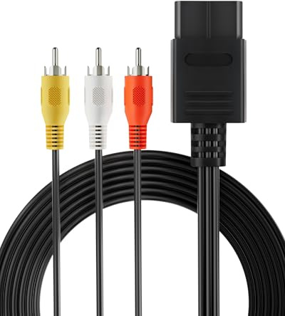 Câble AV N64 compatible avec N64, SNES, SFC, NGC – Câble vidéo composite RCA pour connecter des consoles classiques à des téléviseurs et écrans plus anciens