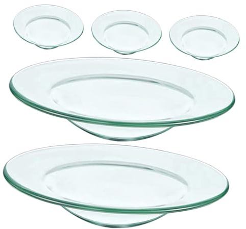Angoily 5 Stück-Pack Aroma Wachsschmelzschalen aus Glas 12cm Ersatzbrenner für Duftwachswärmer rutschfeste Aromatherapie Einlage für Raumduft Zubehör