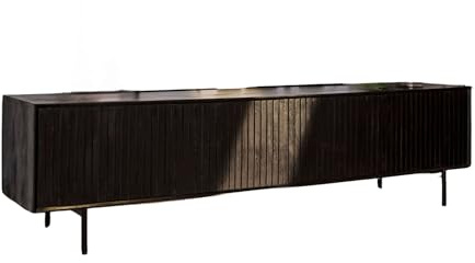 TV Möbel Dimora Mangoholz Metall Schwarz 210 165 x 45 x 55 cm, Masse:210 cm X 45 cm