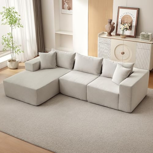 GarveeHome Modulares 108 Cloud Ecksofa Mit Chaiselongue – Flauschiges, l-Förmiges Sofa – Tiefer Sitz, Boneless, Schlafsofa – Komfort Für Wohnzimmer – Ohne Montage