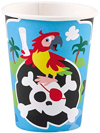 Amscan 9902121 - Becher Pirat, 8 Stück, Papier, 250 ml, Pappbecher, Einwegbecher