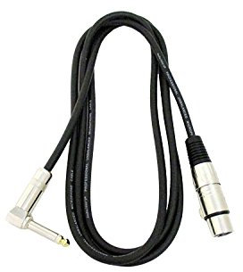 Audio2000'S ADC202H XLR Female to 1/4 inch TS Right-Angle Microphone Cable, Patch Cable, Audio Cable, 6 Feet