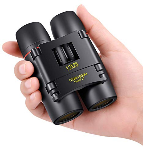 POLDR 12X25 Small Pocket Binoculars Compact Adults,Mini Kids Binoculars Boys for Bird Watching,Concert Theater Opera