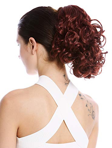 WIG ME UP - MKB-22-V-131 Haarteil Zopf Pferdeschwanz Steckkämme kurz voluminös lockig gelockt Rotbraun Rostbraun