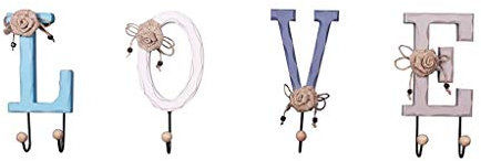 Tubayia Holz Buchstaben Wand Kleiderhaken Kleiderbügel mit Metall Haken für Haus Dekoration Geschenk