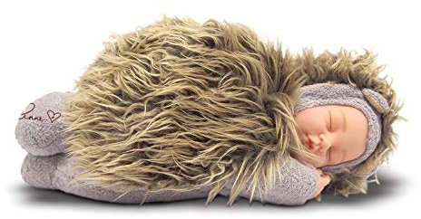 Anne Geddes 572608 Großer Schlafender Igel Puppe / Large Sleeping Baby Hedgehog Doll 12 inch / 30 cm - Bean Filled Soft Body