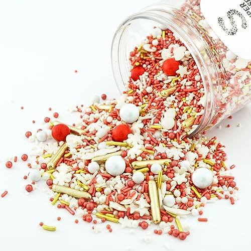 Super Streusel Schneeflöckchen Bunte Weihnachtsstreusel Essbar | Zucker Dekoration | Streudeko Weihnachten Backen Weihnachten Zuckerdekor für Torten Deko (90g)