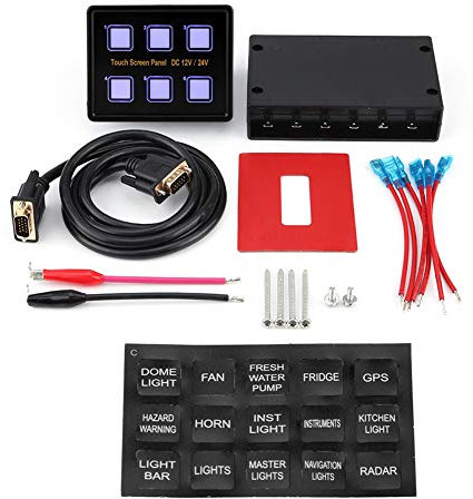 Panel de Interruptor de Pantalla táctil de 12V/24V, Panel de Control de Caja de Panel de Control de Pantalla táctil Universal de 6 pandillas Panel de Interruptor LED para Barco de Coche