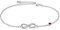 AOBOCO Infinity Fußkettchen Sterling Silber 925 Damen Verstellbare Unendlichkeit Fusskettchen mit Kristallen 27 cm (Rubin)
