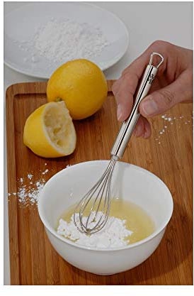 Kasahome Mini fouet de cuisine en acier inoxydable – Fouet de cuisine – Batteur manuel d'oeufs pour gâteaux 16 cm