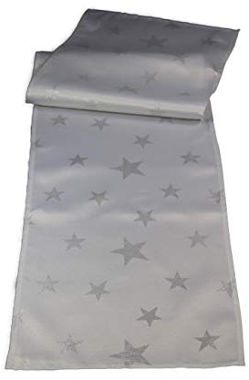 Tischläufer Sterne Läufer Tischband mit Lurexfäden Christmas Weihnachten Winterzeit Geschenkidee ca. 40 x 160 cm Silber