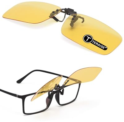 TERAISE Clip‑On‑Nachtfahrbrille Für Herren Damen Hochklappbare Design | Sonnenbrillen Für Brillenträger, Polarisierte & UV400, Blendfrei Gegen Gegenverkehr‑Scheinwerfer, Universelle Passform