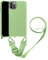 VooDirop Crossbody Case for iPhone 11 Pro, Soft Silicone TPU Phone Necklace Case with Nylon Strap, Crossbody Protective Phone Cover Compatible with iPhone 11 Pro Green