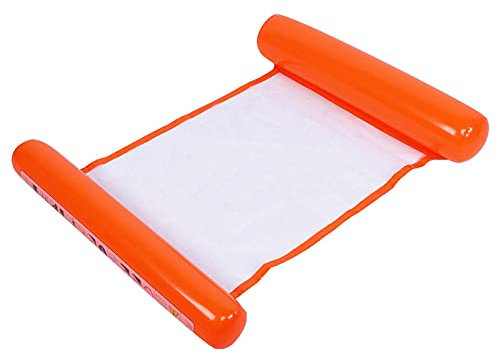 Kuuleyn Schwimmbadliege Schwimmendes Wasser Hängemattenkissen Strand Poolliege Mehrzweck Tragbare aufblasbare Hängematte mit aufblasbarem Wasserkissen 2er-Pack (blau, rot)(Orange)