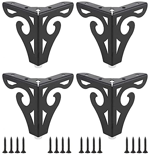 4 Pièces Moderne Pied de Table, Pied Meuble Épingle, Pied de Table en Métal, Pieds de Meubles Triangulaires, 10 cm, Avec Vis, pour Table Basse, Table à Manger, Table de Chevet, Armoire et Canapé