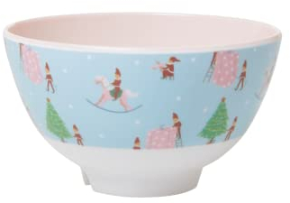 Klein Melamin Schüssel - Hellblau - Xmas Elf Print