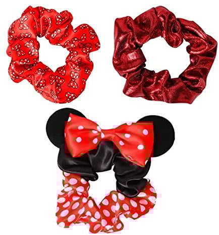 Disney Minnie Mouse Girls Red & Black 3pc Hair Scrunchie Set VE700362L