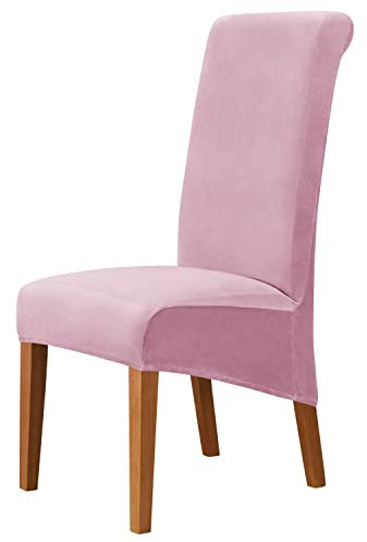 Große Stuhlhussen Samt Plüsch Für Esszimmerstühle, XL Stuhlbezug Stretch Hoher Rücken Schonbezüge Für Stuhl, Stuhlschutzbezüge Set Für Hochzeit (Pink,2 PCS)