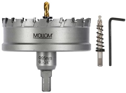 Mollom (95mm | 3-3/4'') Seghe a tazza in carburo pesante con 2 punte pilota, taglia acciaio inossidabile, acciaio dolce, ferro, rame, ottone, plastica