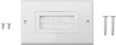 Brush Wall Plates, Plastic Anti-dust Brush Cable Wall Plate Port Insert Cover Outlet Mount Multimedia Panel for Speaker Wires, Coaxial Cables(#1)