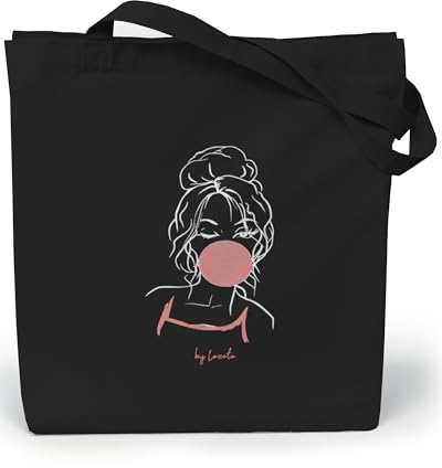 Loxato Tote Bag Negra - Bolsa Tela Negra - Bolsa de Algodón 100% - Bolso Shopper Mujer Negro - Bolsas de Tela Bonitas - Bolsas Reutilizables Compra Algodón