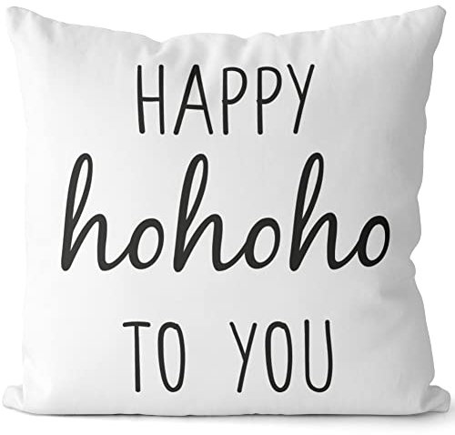 JUNIWORDS Kissen, Happy hohoho to You, Weiß-Schwarz, 2-farbig (1009016)