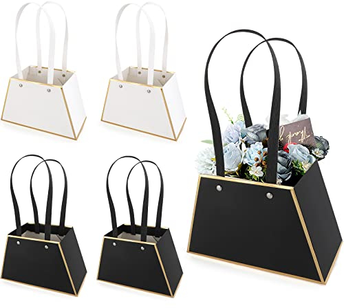 4PCS Kraftpapier Blumen Geschenk Tasche, Bonquet Wrap Taschen, tragbare wasserdichte Blumen Papier Geschenk Wrap Taschen mit Griff Hochzeit Geburtstag Box