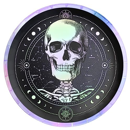 OH YEAH - 6 Esoterische Halloween-Pappteller, Ø 23 cm, Einweg-Teller, Halloween-Dekoration, esoterisches Thema, Geschirr, esoterische Halloween-Dekoration, einfache Montage