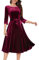 DRESSTELLS Burgundy Velvet Dress for Women, Christmas Evening Dress with Long Sleeves, 2024 Xmas Winter Formal Party Wedding Guest Dress Size S