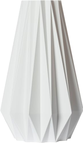 3D Vase Dekovase Agneta L 30cm Bodenvase Deko Vase Pampasgras Trockenblumen (Weiß)