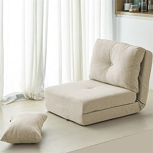 UsmAsk Kompaktes Bodensofa, Schlafsofa, Einzelsitz, zusammenklappbar, verstellbar, 5 Stufen, verstellbares Schlafsofa, Einzelbett, Hellgrau (Beige, 1 Sitz)