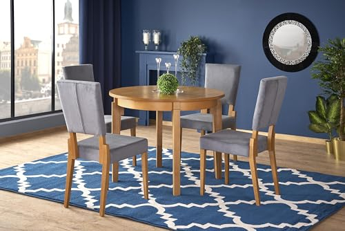 Design Esstisch HAS-111 Massivholz ausziehbar Tisch Echtholzfurnier, Farbe:Honigeiche