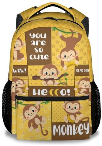 UNIKITTY Schulrucksack für Mädchen und Jungen, Affen-Rucksack mit verstellbaren Trägern, 43,2 cm, Mädchen-Rucksäcke, Alter 6–8 Jahre, langlebig, Farbe 3